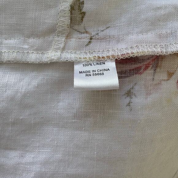 For Cynthia Duster Open Front Top Sz Md 100% Linen Floral Roll Tab Lagenlook NWT - Picture 8 of 12